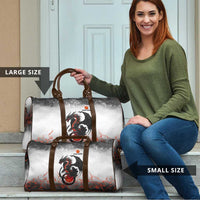 Custom Black Dragon Bowling Travel Bag with Fiery Ball and Thunderstorm Lightning Pattern - Wonder Print Shop