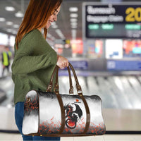 Custom Black Dragon Bowling Travel Bag with Fiery Ball and Thunderstorm Lightning Pattern - Wonder Print Shop