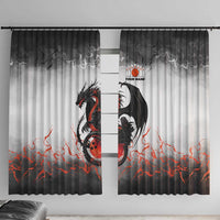 Custom Black Dragon Bowling Window Curtain with Fiery Ball and Thunderstorm Lightning Pattern - Wonder Print Shop