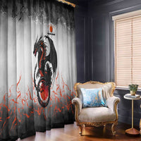 Custom Black Dragon Bowling Window Curtain with Fiery Ball and Thunderstorm Lightning Pattern - Wonder Print Shop