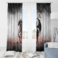 Custom Black Dragon Bowling Window Curtain with Fiery Ball and Thunderstorm Lightning Pattern - Wonder Print Shop