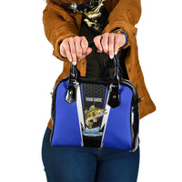 Custom Walleye Fishing Shoulder Handbag with Jumping Fish Splash and Blue Black Hexagon Pattern - Wonder Print Shop