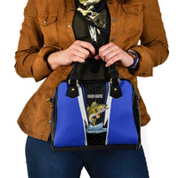 Custom Walleye Fishing Shoulder Handbag with Jumping Fish Splash and Blue Black Hexagon Pattern - Wonder Print Shop