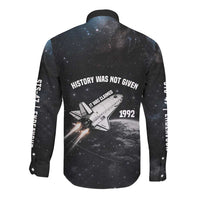 Mae Jemison Long Sleeve Button Shirt with NASA Spacesuit Portrait, First Black Woman - Wonder Print Shop