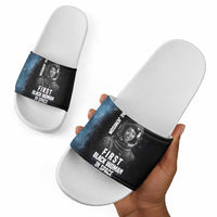 Mae Jemison Slide Sandals with NASA Spacesuit Portrait, First Black Woman - Wonder Print Shop