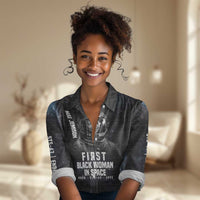 Mae Jemison Women Casual Shirt with NASA Spacesuit Portrait, First Black Woman - Wonder Print Shop