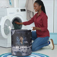 Mae Jemison Laundry Basket with Space Portrait Design, Science Has No Boundaries Quote and DNA Book Elements - Wonder Print Shop