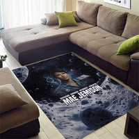 Mae Jemison Area Rug with Space Portrait Design, Science Has No Boundaries Quote and DNA Book Elements - Wonder Print Shop