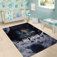 Mae Jemison Area Rug with Space Portrait Design, Science Has No Boundaries Quote and DNA Book Elements - Wonder Print Shop