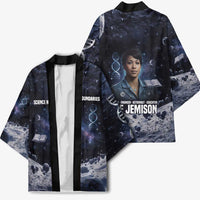 Mae Jemison Kimono with Space Portrait Design, Science Has No Boundaries Quote and DNA Book Elements - Wonder Print Shop