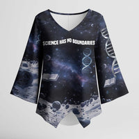 Mae Jemison Kimono Sleeve Blouse with Space Portrait Design, Science Has No Boundaries Quote and DNA Book Elements - Wonder Print Shop