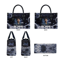 Mae Jemison Leather Bag with Space Portrait Design, Science Has No Boundaries Quote and DNA Book Elements - Wonder Print Shop