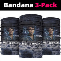 Mae Jemison Neck Gaiter with Space Portrait Design, Science Has No Boundaries Quote and DNA Book Elements - Wonder Print Shop