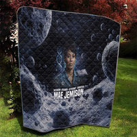 Mae Jemison Quilt with Space Portrait Design, Science Has No Boundaries Quote and DNA Book Elements - Wonder Print Shop
