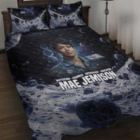 Mae Jemison Quilt Bed Set with Space Portrait Design, Science Has No Boundaries Quote and DNA Book Elements - Wonder Print Shop