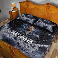 Mae Jemison Quilt Bed Set with Space Portrait Design, Science Has No Boundaries Quote and DNA Book Elements - Wonder Print Shop