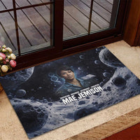 Mae Jemison Rubber Doormat with Space Portrait Design, Science Has No Boundaries Quote and DNA Book Elements - Wonder Print Shop