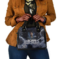 Mae Jemison Shoulder Handbag with Space Portrait Design, Science Has No Boundaries Quote and DNA Book Elements - Wonder Print Shop