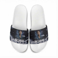 Mae Jemison Slide Sandals with Space Portrait Design, Science Has No Boundaries Quote and DNA Book Elements - Wonder Print Shop