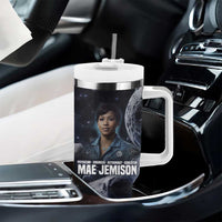 Mae Jemison Tumbler With Handle with Space Portrait Design, Science Has No Boundaries Quote and DNA Book Elements - Wonder Print Shop