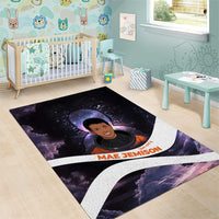 Mae Jemison Area Rug Cartoon Astronaut Portrait, The Sky Is Not the Limit Quote and Galaxy Dreamer - Wonder Print Shop