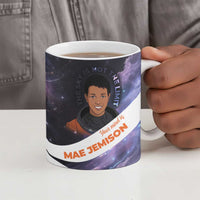 Mae Jemison Ceramic Mug Cartoon Astronaut Portrait, The Sky Is Not the Limit Quote and Galaxy Dreamer - Wonder Print Shop