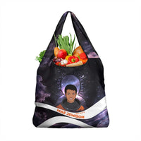 Mae Jemison Grocery Bag Cartoon Astronaut Portrait, The Sky Is Not the Limit Quote and Galaxy Dreamer - Wonder Print Shop