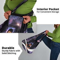 Mae Jemison Grocery Bag Cartoon Astronaut Portrait, The Sky Is Not the Limit Quote and Galaxy Dreamer - Wonder Print Shop