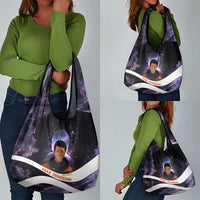 Mae Jemison Grocery Bag Cartoon Astronaut Portrait, The Sky Is Not the Limit Quote and Galaxy Dreamer - Wonder Print Shop
