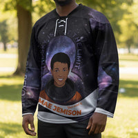 Mae Jemison Hockey Jersey Cartoon Astronaut Portrait, The Sky Is Not the Limit Quote and Galaxy Dreamer - Wonder Print Shop