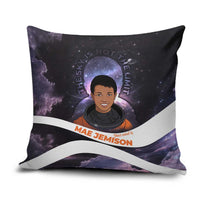 Mae Jemison Pillow Cover Cartoon Astronaut Portrait, The Sky Is Not the Limit Quote and Galaxy Dreamer - Wonder Print Shop