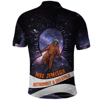 Mae Jemison Polo Shirt Cartoon Astronaut Portrait, The Sky Is Not the Limit Quote and Galaxy Dreamer - Wonder Print Shop