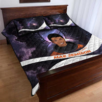 Mae Jemison Quilt Bed Set Cartoon Astronaut Portrait, The Sky Is Not the Limit Quote and Galaxy Dreamer - Wonder Print Shop