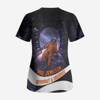 Mae Jemison Scrub Top Cartoon Astronaut Portrait, The Sky Is Not the Limit Quote and Galaxy Dreamer - Wonder Print Shop