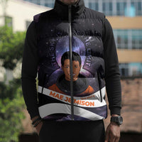 Mae Jemison Sleeveless Puffer Jacket Cartoon Astronaut Portrait, The Sky Is Not the Limit Quote and Galaxy Dreamer - Wonder Print Shop