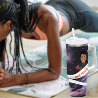 Mae Jemison Tumbler With Handle Cartoon Astronaut Portrait, The Sky Is Not the Limit Quote and Galaxy Dreamer - Wonder Print Shop