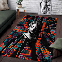 Chimamanda Ngozi Adichie Area Rug with Monochrome Portrait, The Danger of a Single Story Quote - Wonder Print Shop