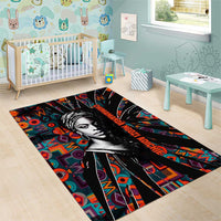 Chimamanda Ngozi Adichie Area Rug with Monochrome Portrait, The Danger of a Single Story Quote - Wonder Print Shop