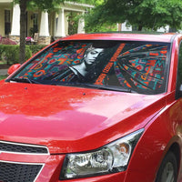 Chimamanda Ngozi Adichie Auto Sun Shade with Monochrome Portrait, The Danger of a Single Story Quote - Wonder Print Shop