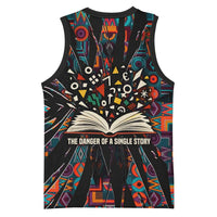 Chimamanda Ngozi Adichie Basketball Jersey with Monochrome Portrait, The Danger of a Single Story Quote - Wonder Print Shop