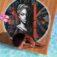 Chimamanda Ngozi Adichie Beach Blanket with Monochrome Portrait, The Danger of a Single Story Quote - Wonder Print Shop