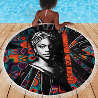 Chimamanda Ngozi Adichie Beach Blanket with Monochrome Portrait, The Danger of a Single Story Quote - Wonder Print Shop