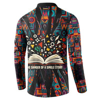 Chimamanda Ngozi Adichie Button Sweatshirt with Monochrome Portrait, The Danger of a Single Story Quote