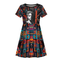 Chimamanda Ngozi Adichie Kid Short Sleeve Dress with Monochrome Portrait, The Danger of a Single Story Quote - Wonder Print Shop
