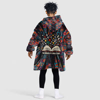 Chimamanda Ngozi Adichie Kid Wearable Blanket Hoodie with Monochrome Portrait, The Danger of a Single Story Quote - Wonder Print Shop