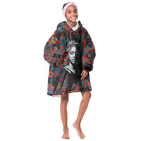 Chimamanda Ngozi Adichie Kid Wearable Blanket Hoodie with Monochrome Portrait, The Danger of a Single Story Quote - Wonder Print Shop