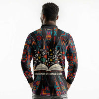 Chimamanda Ngozi Adichie Long Sleeve Polo Shirt with Monochrome Portrait, The Danger of a Single Story Quote - Wonder Print Shop