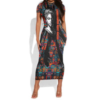 Chimamanda Ngozi Adichie Short Sleeve Bodycon Dress with Monochrome Portrait, The Danger of a Single Story Quote - Wonder Print Shop