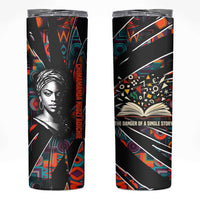 Chimamanda Ngozi Adichie Skinny Tumbler with Monochrome Portrait, The Danger of a Single Story Quote - Wonder Print Shop