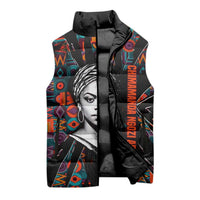 Chimamanda Ngozi Adichie Sleeveless Puffer Jacket with Monochrome Portrait, The Danger of a Single Story Quote - Wonder Print Shop